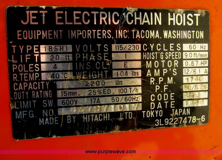 image for item X9796 Electric chain hoist