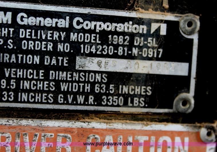 image for item AA9161 1982 AM General Jeep