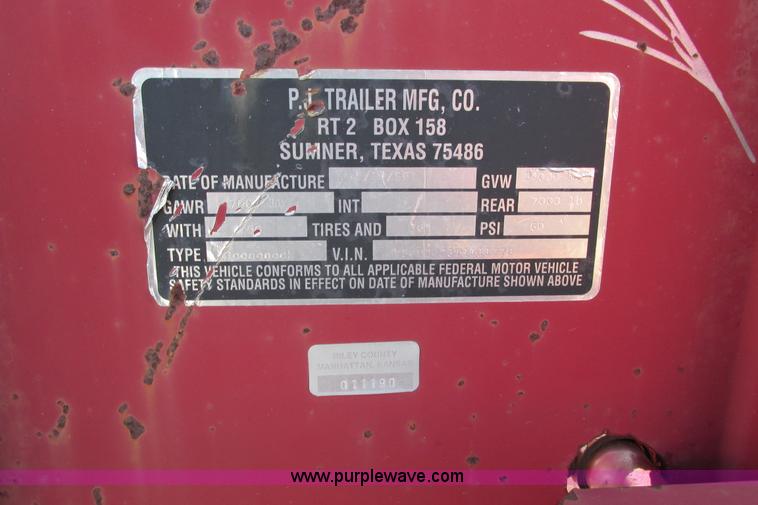 image for item AJ9245 1996 PJ gooseneck trailer