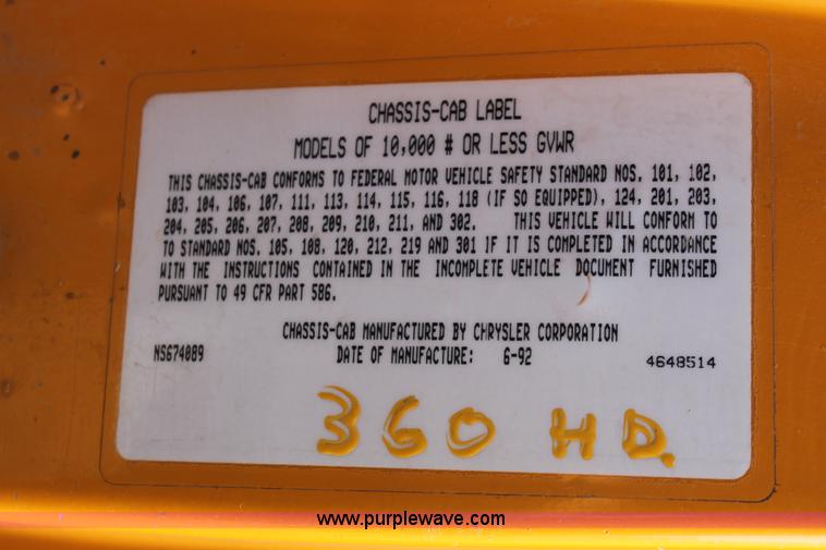 image for item E2967 1992 Dodge D350 utility truck