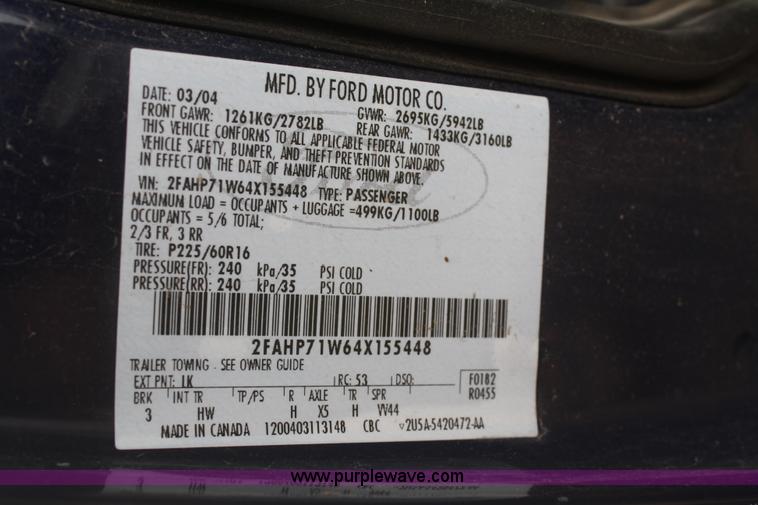 image for item F2550 2004 Ford Crown Victoria Police Interceptor