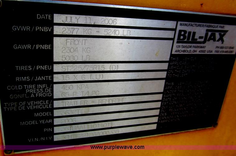 image for item E5899 2006 Biljax 3632T towable boom