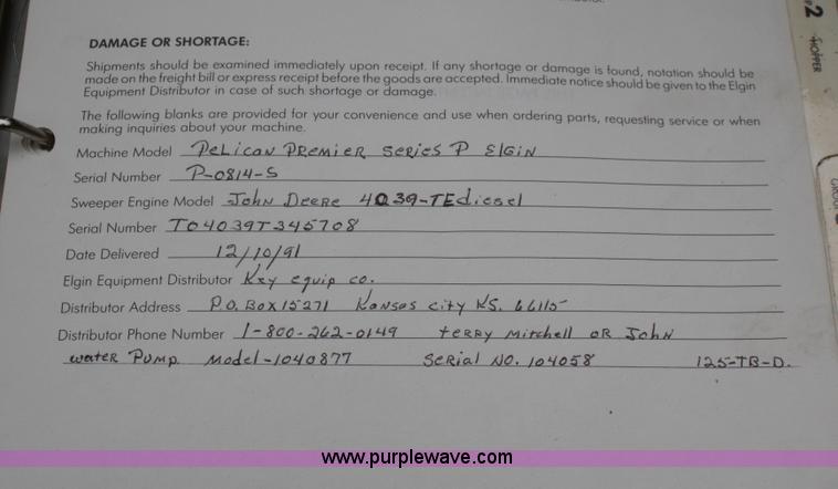 image for item F2513 1992 Elgin Pelican Premier Series P street sweeper