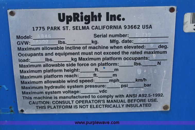image for item F2561 1999 UpRight AB46 boom lift