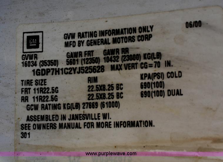 image for item G5002 2000 GMC C8500 dump truck