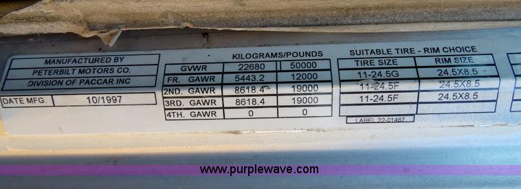 image for item B4662 1998 Peterbilt 377 semi truck