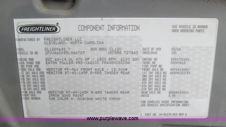 image for item E3824 2005 Freightliner CL120 semi truck