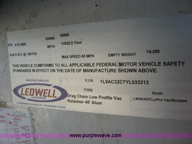 image for item E3834 2000 Ledwell Drag Chain dry bulk trailer