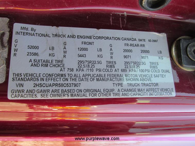 image for item F4497 2008 International ProStar Eagle semi truck