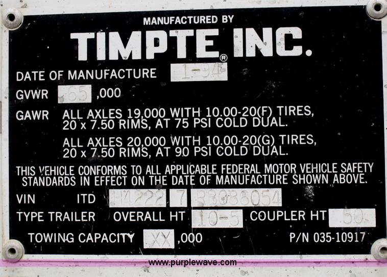 image for item G5264 1994 Timpte grain trailer