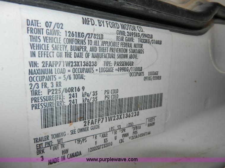 image for item A3961 2003 Ford Crown Victoria Police Interceptor