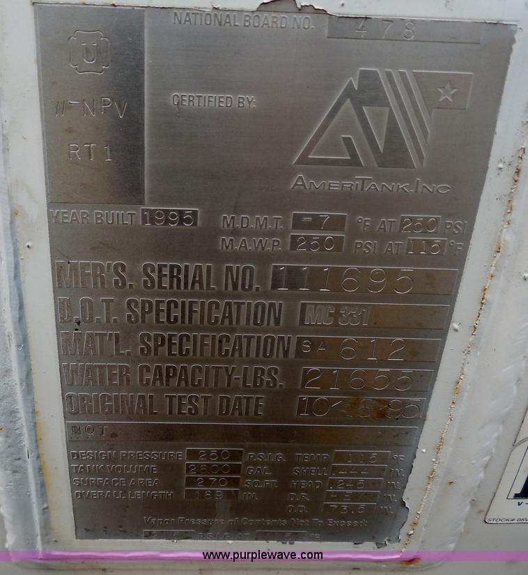 image for item A5156 1995 Ameritank truck bed mounted propane tank