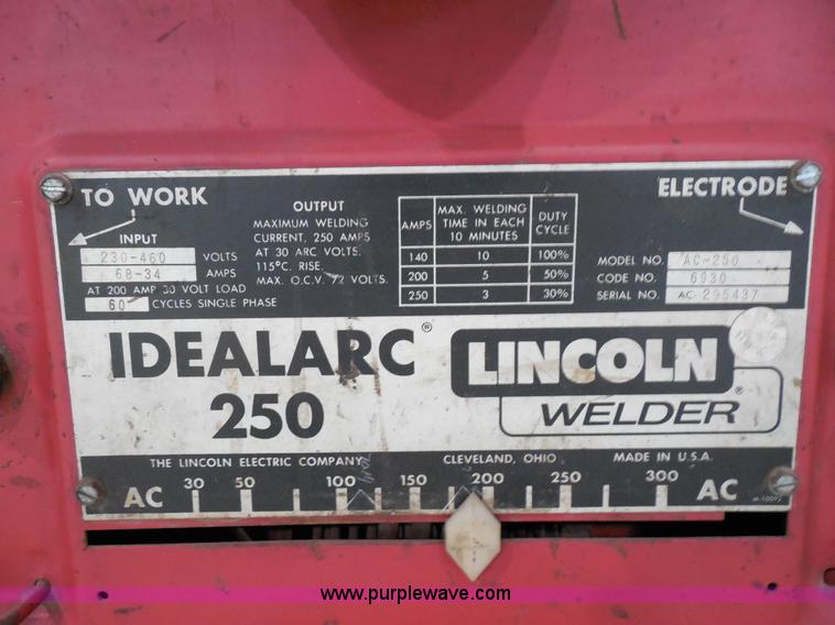image for item AG9918 Lincoln Idealarc 250 welder