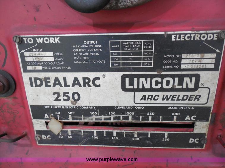 image for item AG9919 Lincoln Idealarc 250 arc welder