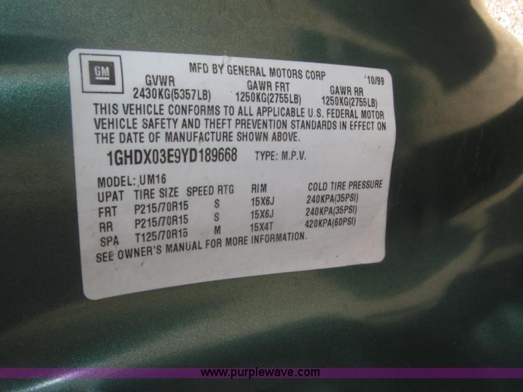 image for item B5426 2000 Oldsmobile Silhouette minivan