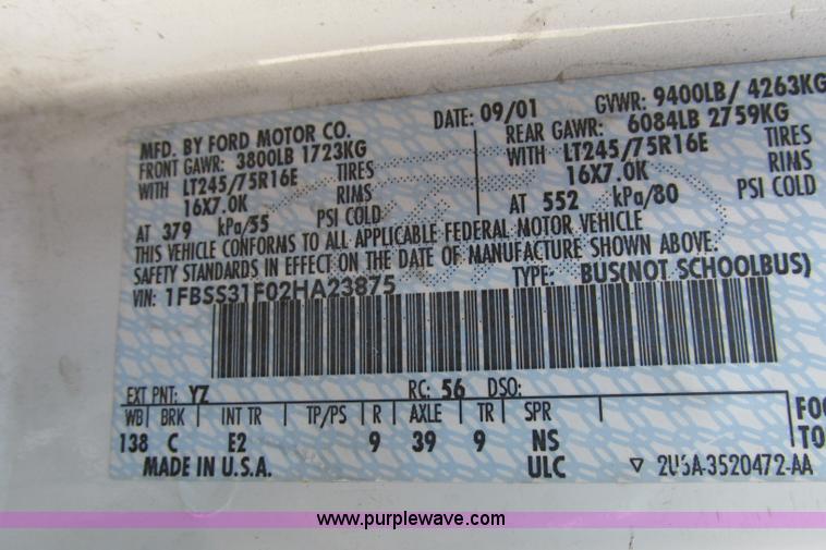 image for item F4773 2002 Ford Econoline E350 Extended van