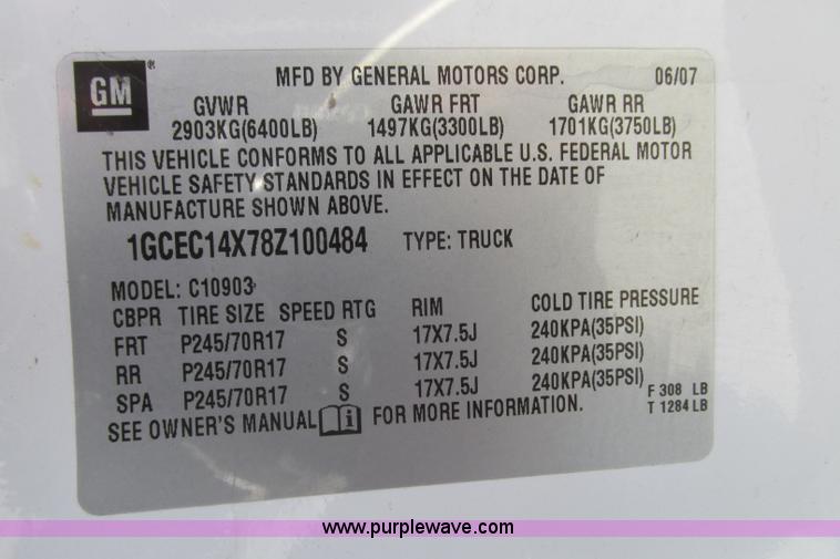 image for item F4774 2008 Chevrolet Silverado 1500 pickup truck