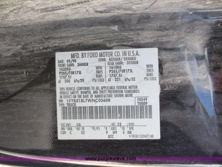 image for item F6597 1998 Ford F150 SuperCab pickup truck