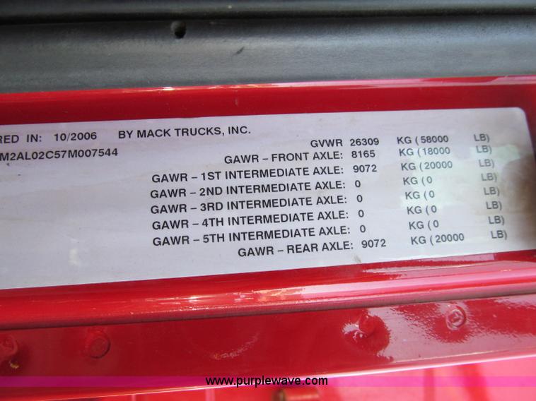 image for item D7244 2007 Mack CT713 Granite tandem axle dump truck