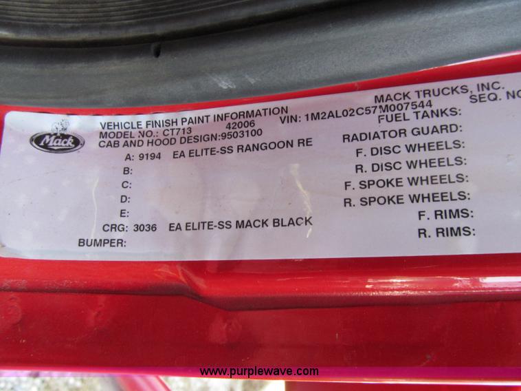 image for item D7244 2007 Mack CT713 Granite tandem axle dump truck