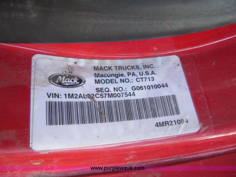 image for item D7244 2007 Mack CT713 Granite tandem axle dump truck
