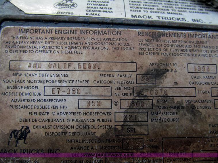 image for item F5951 1994 Mack RB688S quad axle dump truck