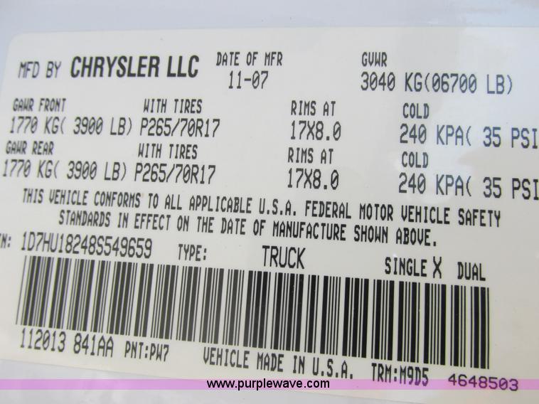 image for item AB9418 2008 Dodge Ram 1500 Big Horn Quad Cab pickup truck