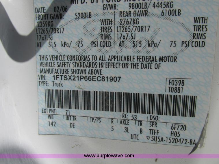 image for item AB9419 2006 Ford F250 XLT Super Duty SuperCab pickup truck