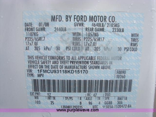 image for item B1855 2008 Ford Escape XLT SUV