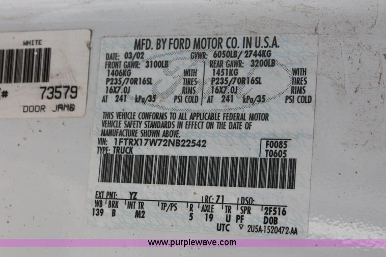 image for item E3297 2002 Ford F150 XLT SuperCab pickup truck