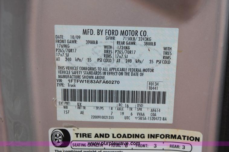 image for item E3343 2010 Ford F150 XL SuperCrew pickup truck