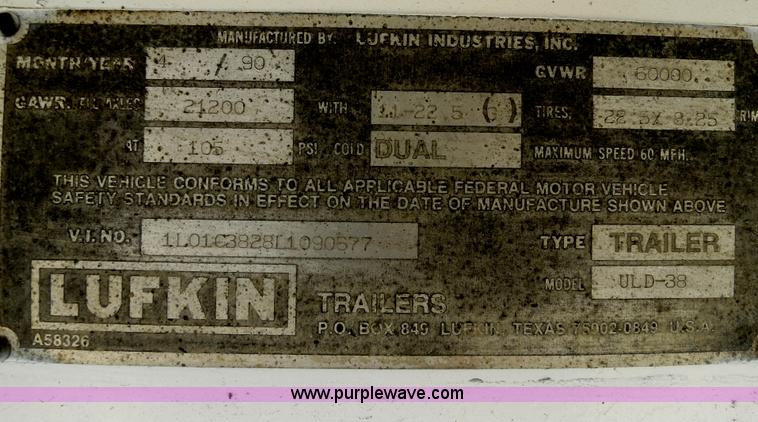 image for item B4697 1990 Lufkin 38' steel dual tandem axle end dump trailer