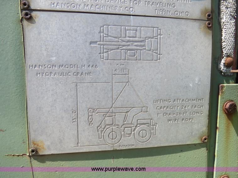 image for item B4704 1967 Hanson Machinery H-446 five ton wheel mounted crane