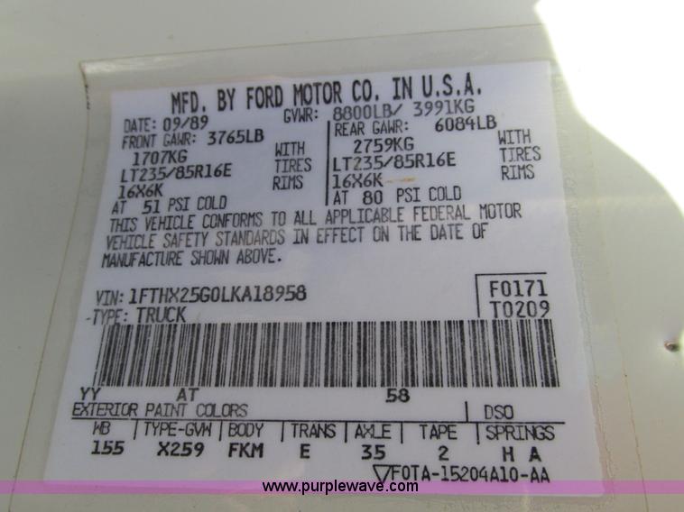image for item E5025 1990 Ford F250 XLT Lariat SuperCab pickup truck
