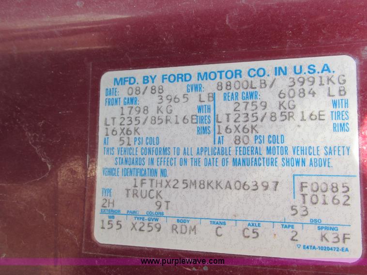 image for item E5026 1989 Ford F250 XLT Lariat SuperCab pickup truck