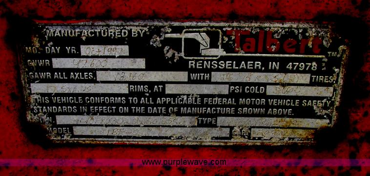 image for item E7135 1998 Talbert 20 ton tag trailer