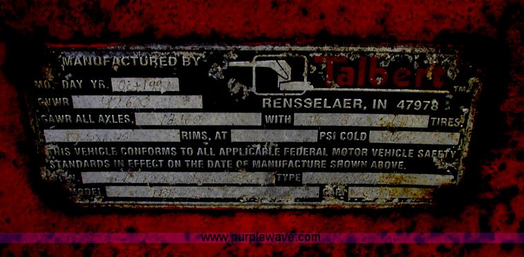 image for item E7135 1998 Talbert 20 ton tag trailer