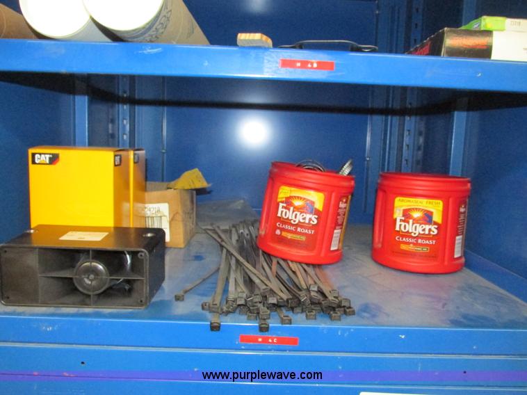 image for item V9962 Equipto parts bin and assorted Caterpillar parts