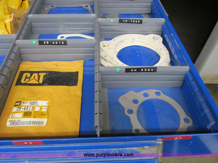 image for item V9962 Equipto parts bin and assorted Caterpillar parts