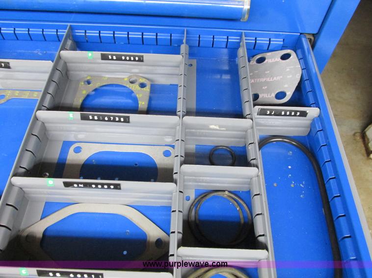 image for item V9962 Equipto parts bin and assorted Caterpillar parts