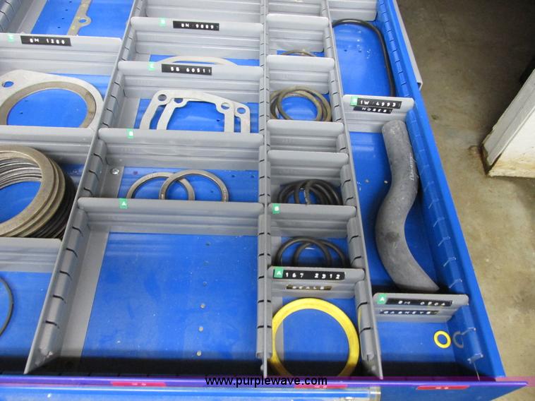 image for item V9962 Equipto parts bin and assorted Caterpillar parts