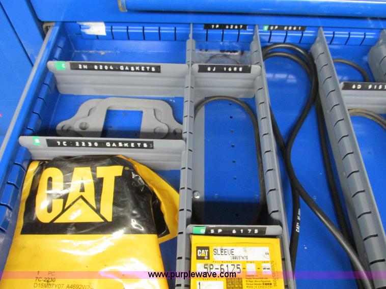 image for item V9962 Equipto parts bin and assorted Caterpillar parts