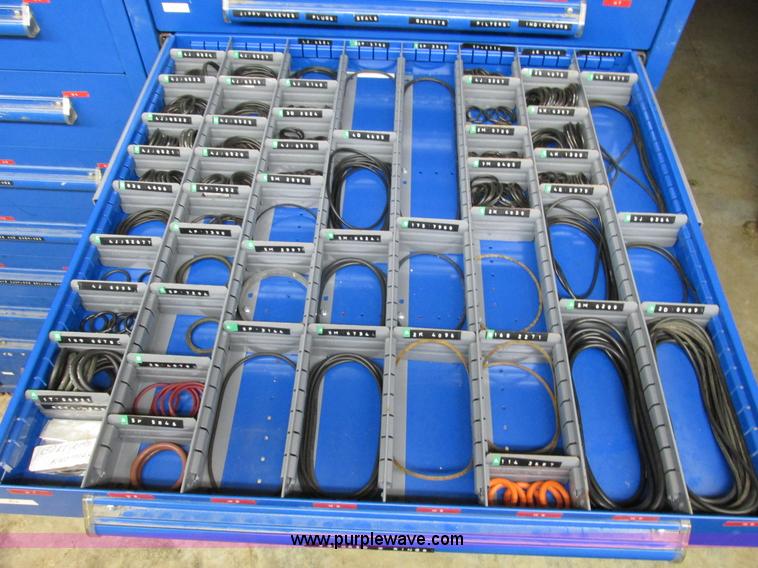 image for item V9962 Equipto parts bin and assorted Caterpillar parts