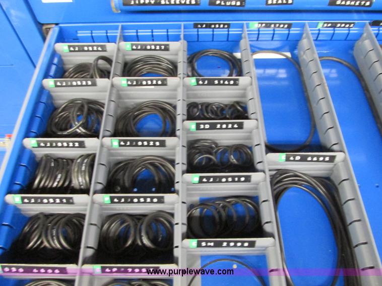 image for item V9962 Equipto parts bin and assorted Caterpillar parts