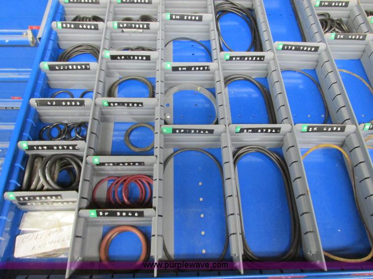 image for item V9962 Equipto parts bin and assorted Caterpillar parts