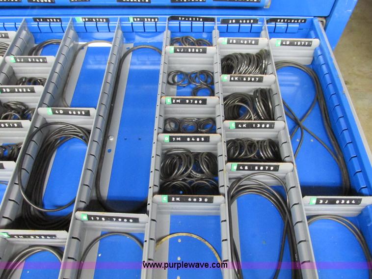 image for item V9962 Equipto parts bin and assorted Caterpillar parts