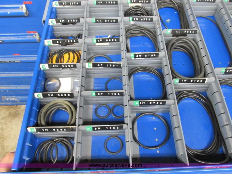 image for item V9962 Equipto parts bin and assorted Caterpillar parts