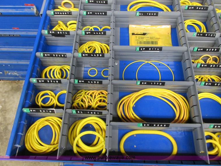 image for item V9962 Equipto parts bin and assorted Caterpillar parts