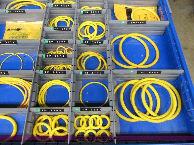 image for item V9962 Equipto parts bin and assorted Caterpillar parts