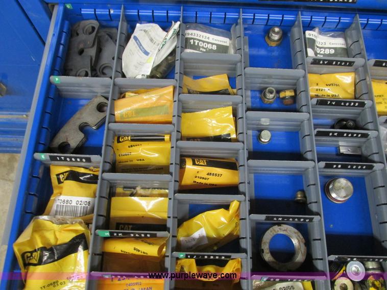 image for item V9962 Equipto parts bin and assorted Caterpillar parts